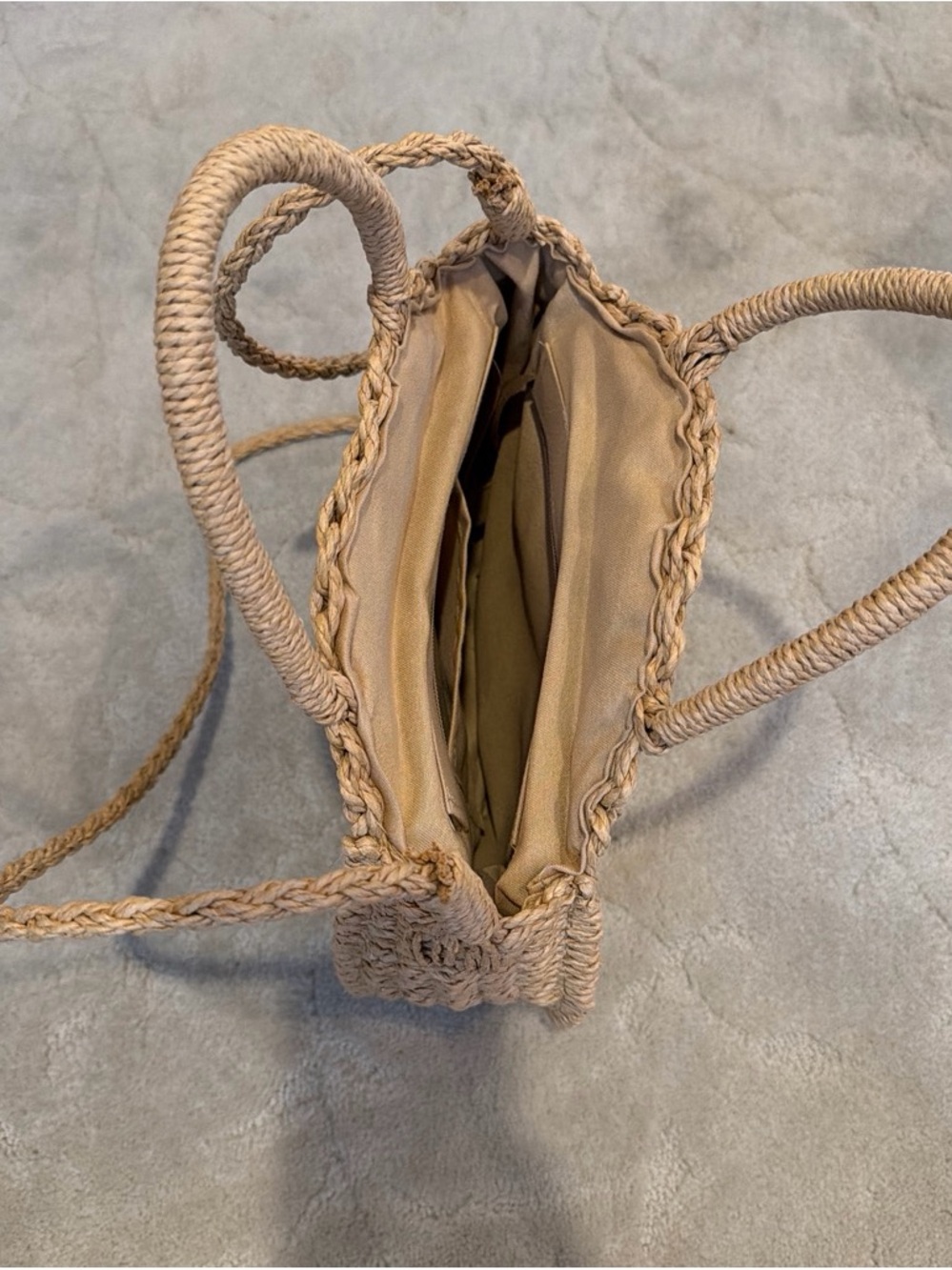 Source Unknown Woven Crossbody Bag in Beige Tan